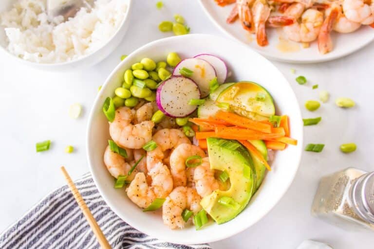 a shrimp poke bowl.