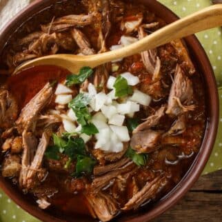 bowl of mexican birria stew.