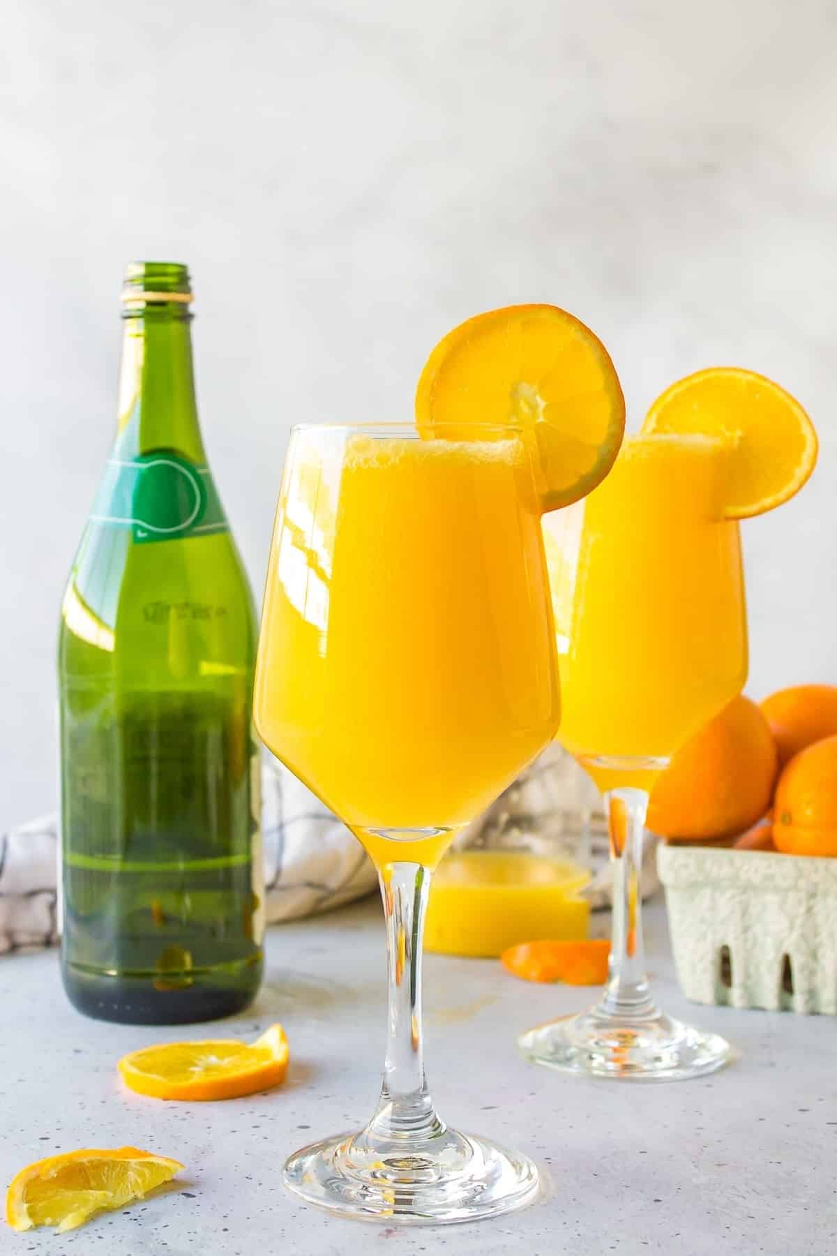 two glasses of mimosa mocktail.