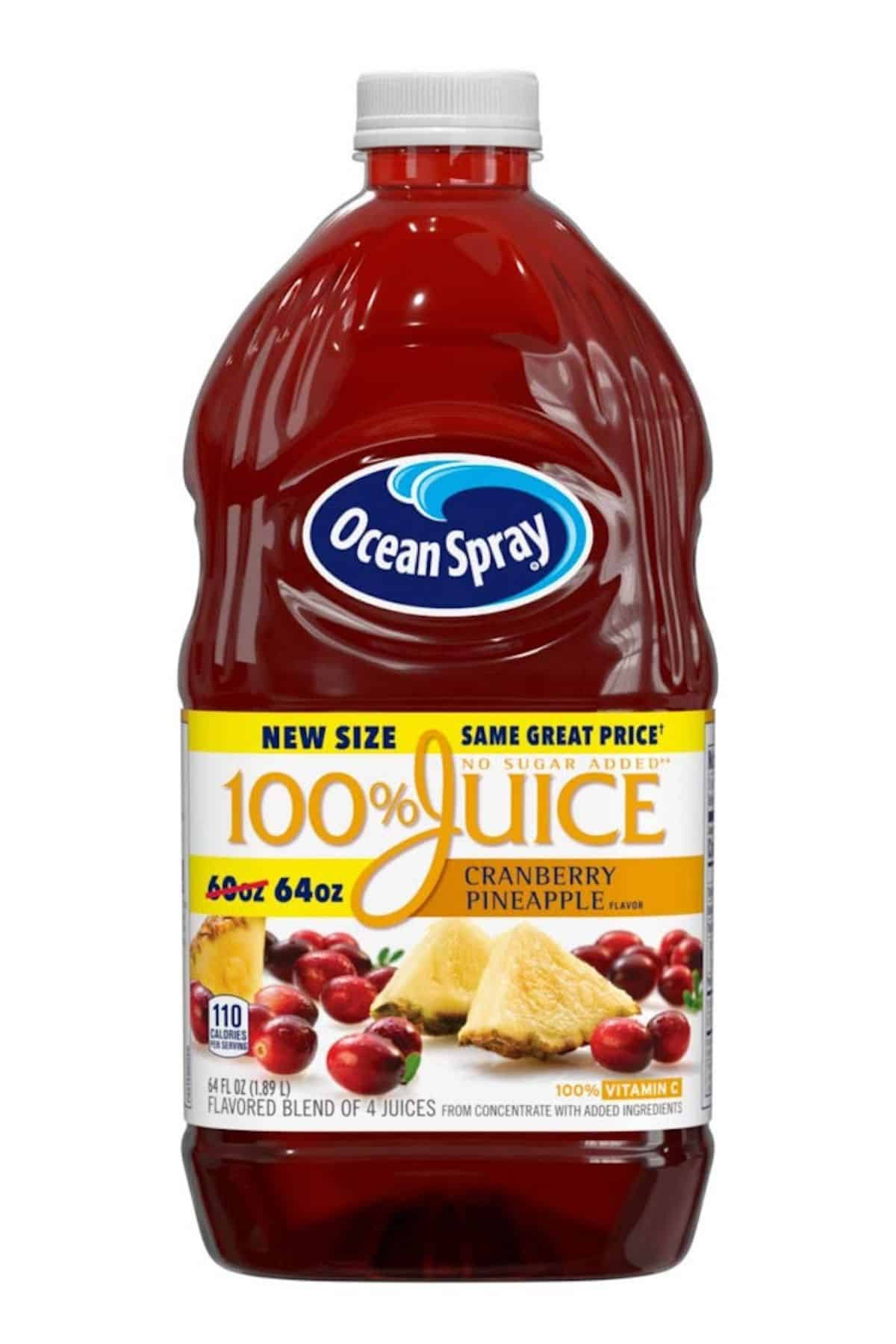 a bottle of Cranberry Pineapple Juice.