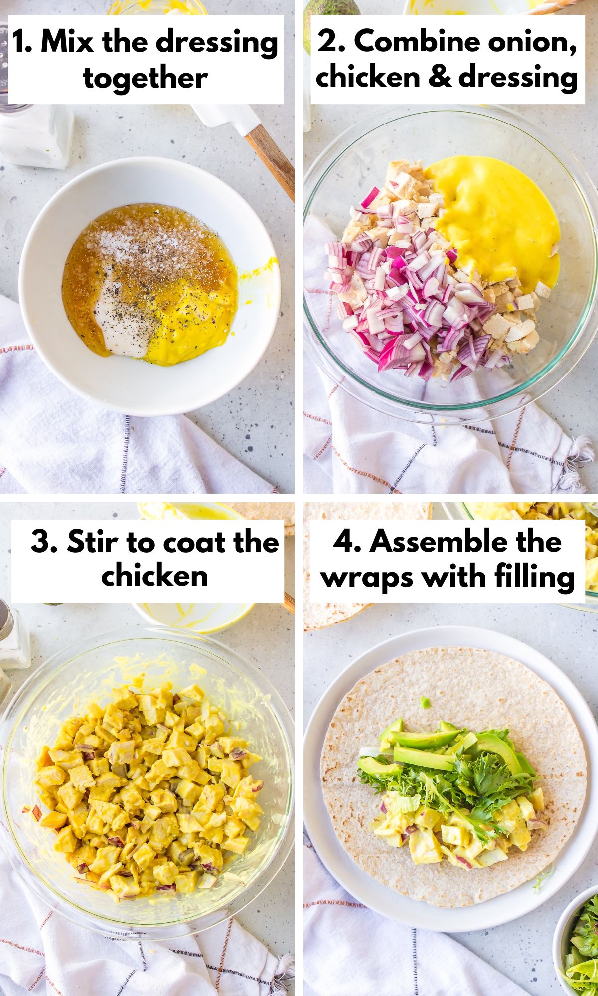 the process for making Honey Mustard Chicken Wraps.