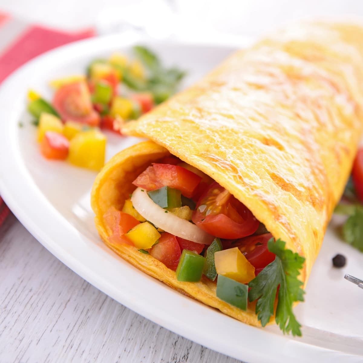 egg wrap filled with veggies.