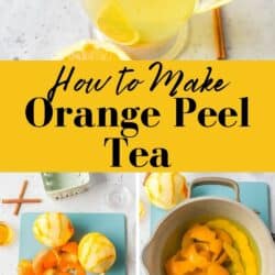 photos showing the process of making orange peel tea.