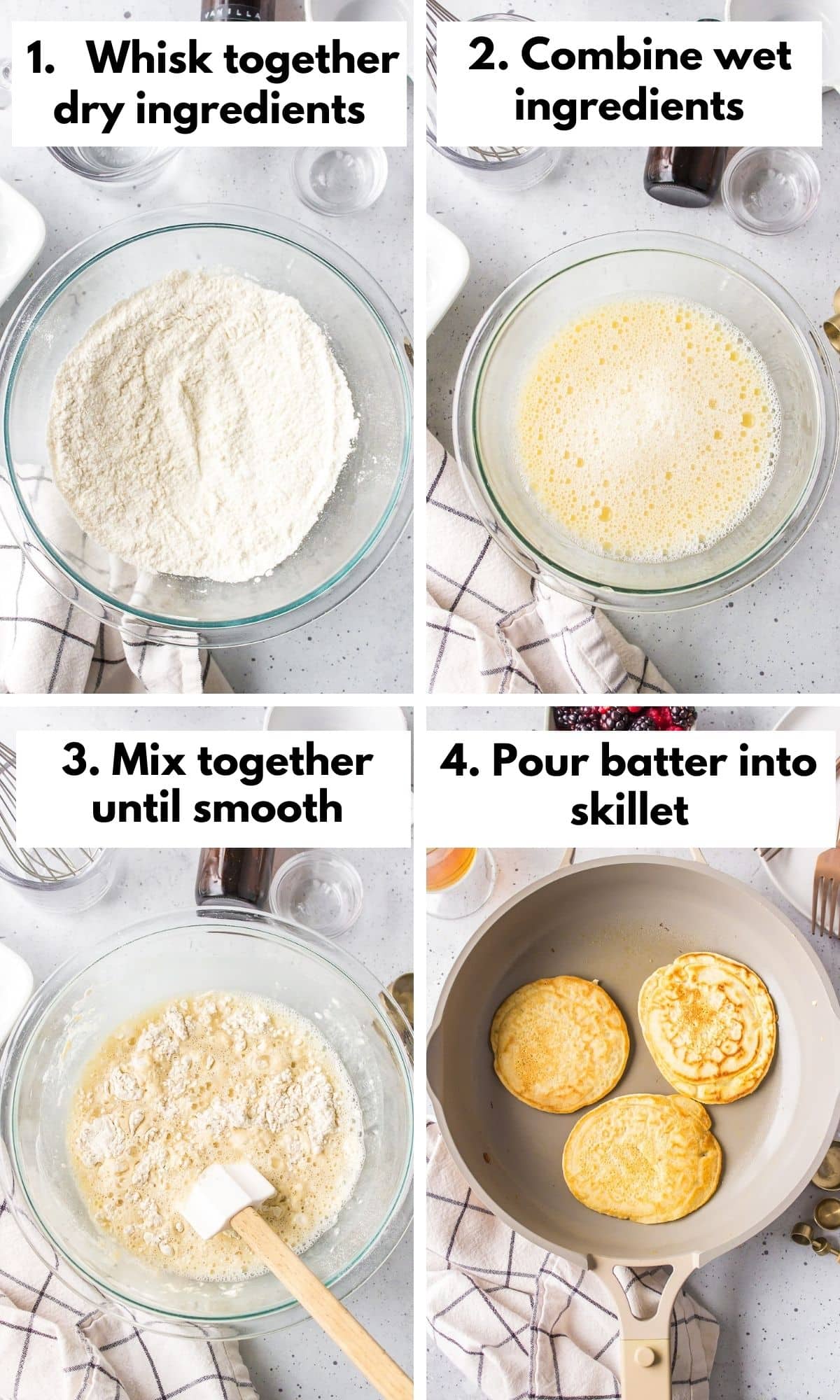 the process for making pancakes without milk.