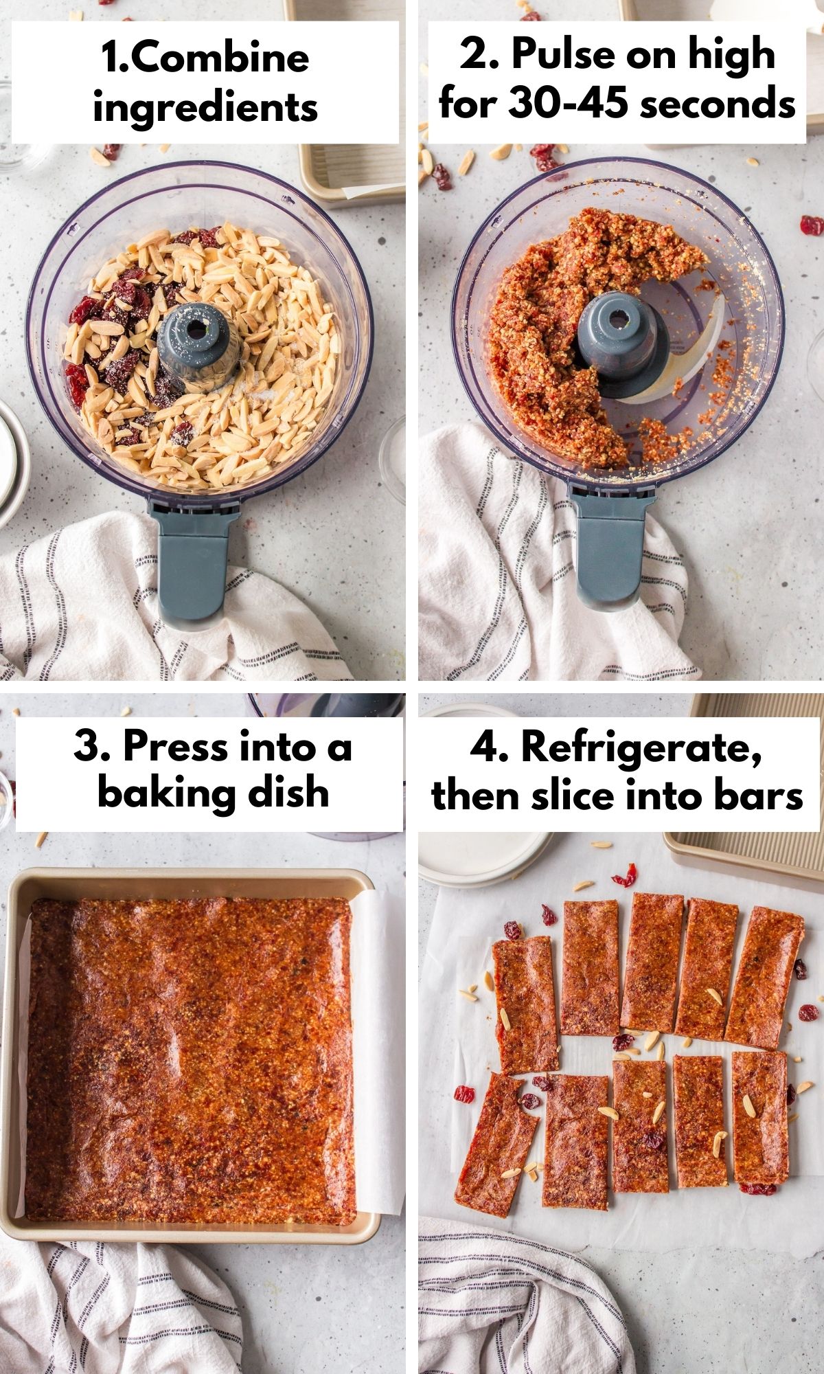 the process for making cherry almond bars.