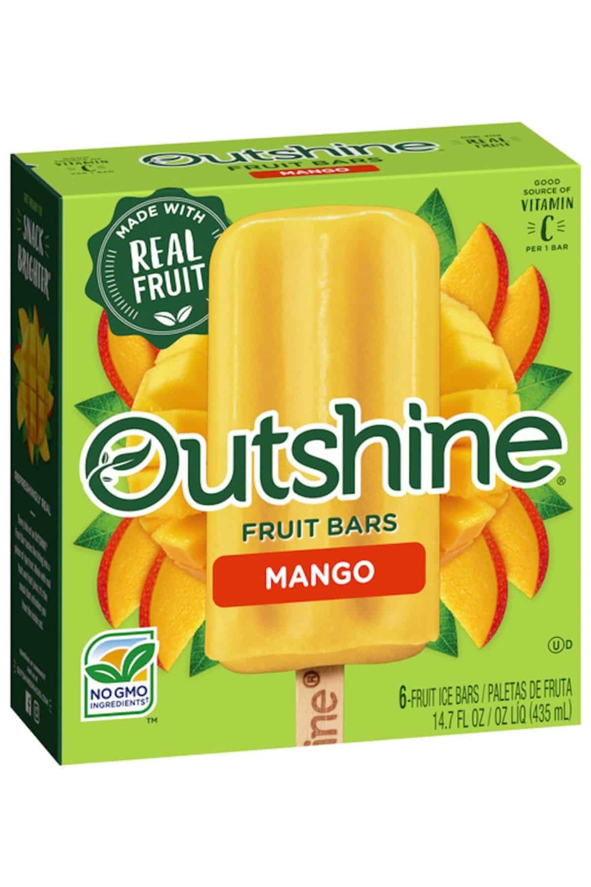 a box of Mango Outshine fruit bars.