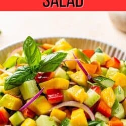 bell pepper cucumber salad recipe pin.