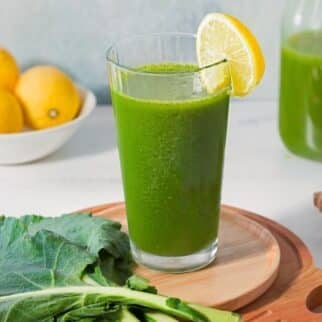collard green juice with lemon and ginger.