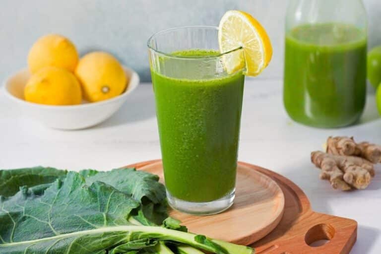 collard green juice with lemon and ginger.